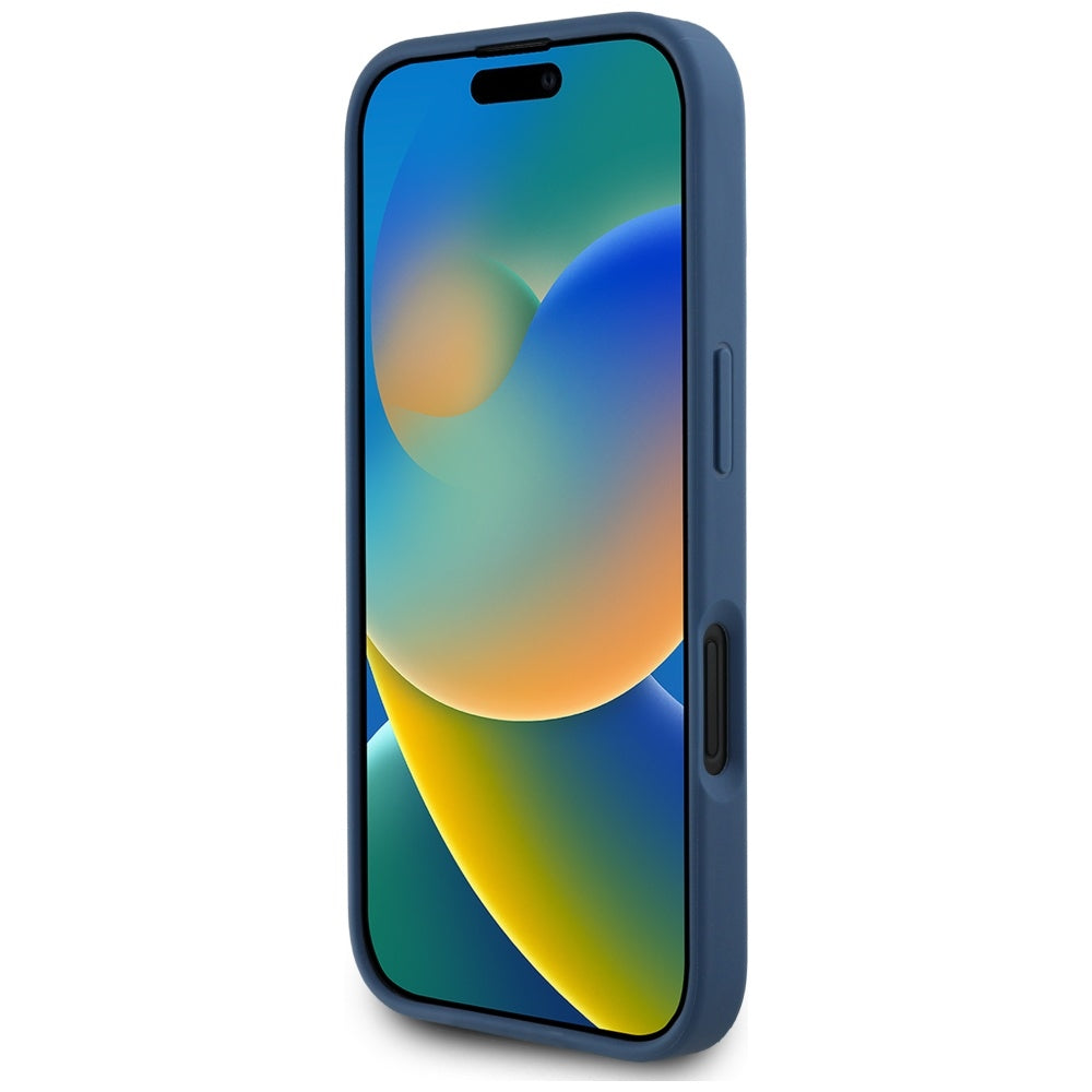 Tok Apple iPhone 16-hoz, Guess, 4G Grained Roses Big Logo, Kék