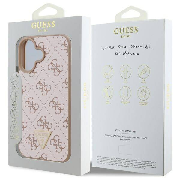 Tok Apple iPhone 16-hoz, Guess, 4G Triangle Logo, Fehér