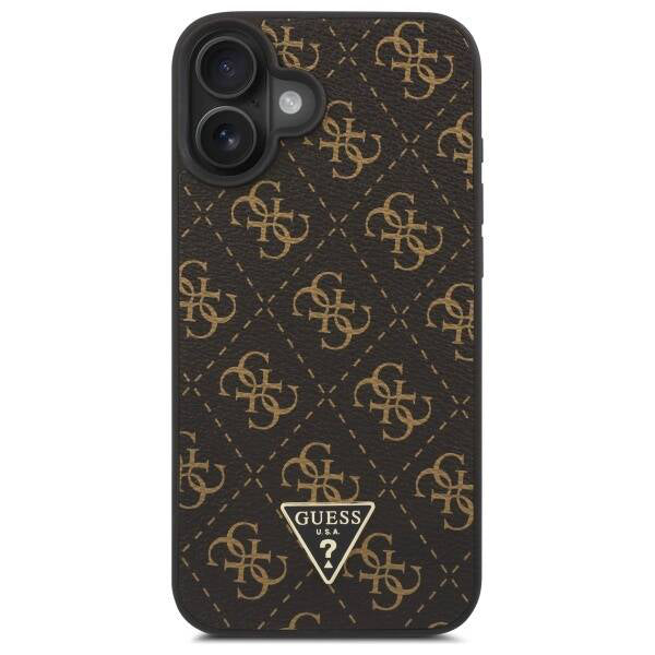 Tok a Apple iPhone 16-hoz, Guess, 4G Triangle Logo, Fekete