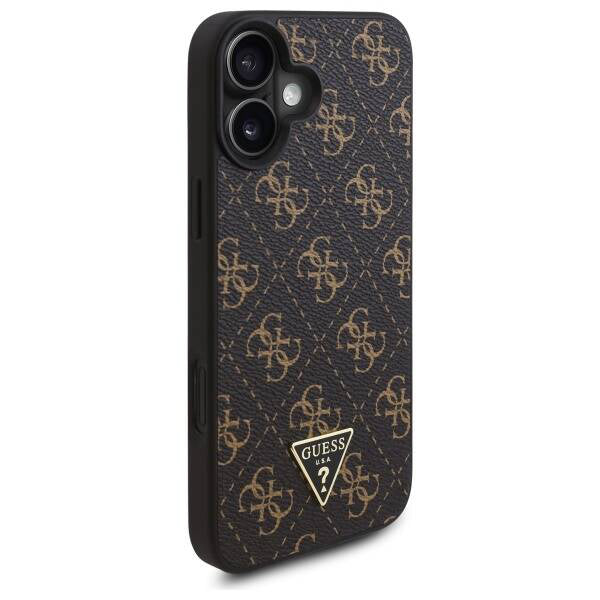 Tok a Apple iPhone 16-hoz, Guess, 4G Triangle Logo, Fekete