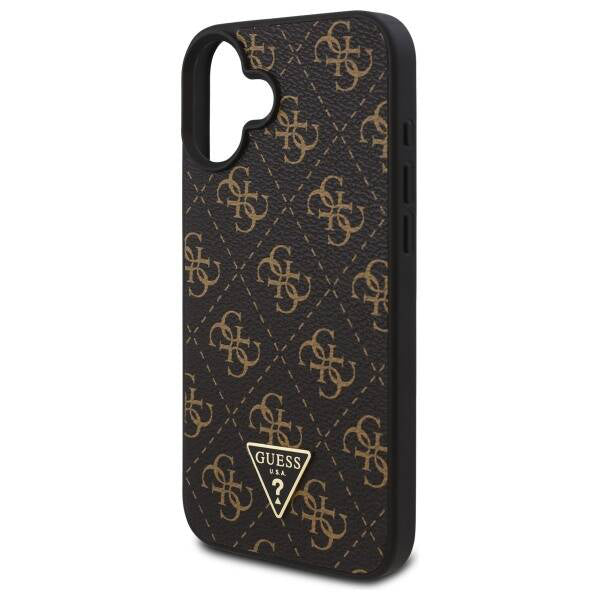 Tok a Apple iPhone 16-hoz, Guess, 4G Triangle Logo, Fekete