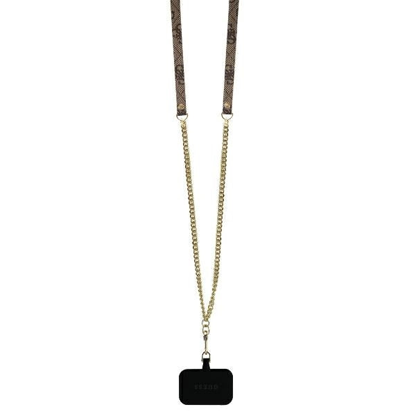 Case for Apple iPhone 16, Guess, Crossbody 4G Triangle Strass, Brown
