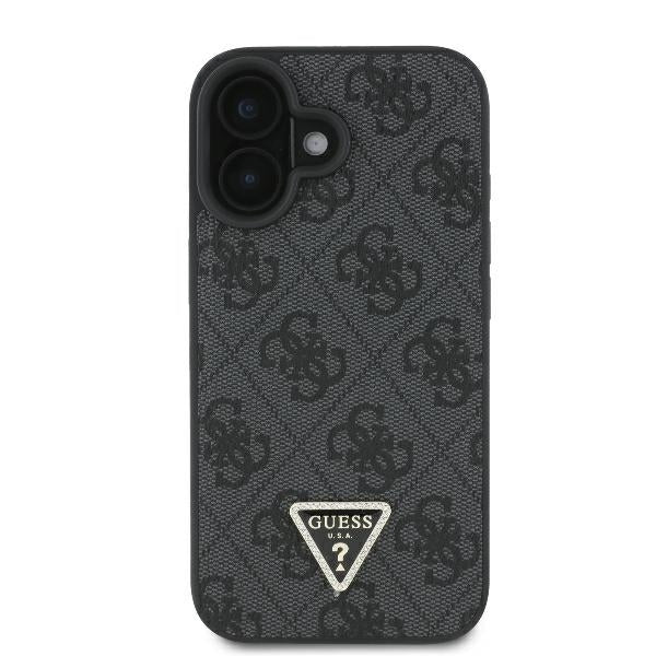 Tok Apple iPhone 16-hoz, Guess, Crossbody 4G Triangle Strass, Fekete