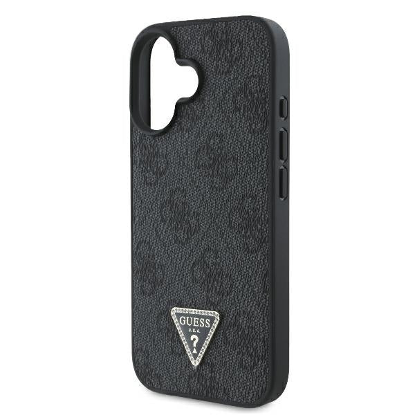 Tok Apple iPhone 16-hoz, Guess, Crossbody 4G Triangle Strass, Fekete