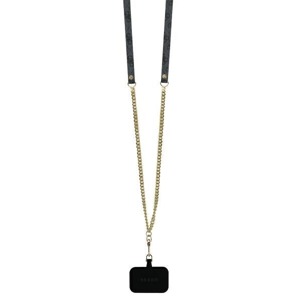 Tok Apple iPhone 16-hoz, Guess, Crossbody 4G Triangle Strass, Fekete