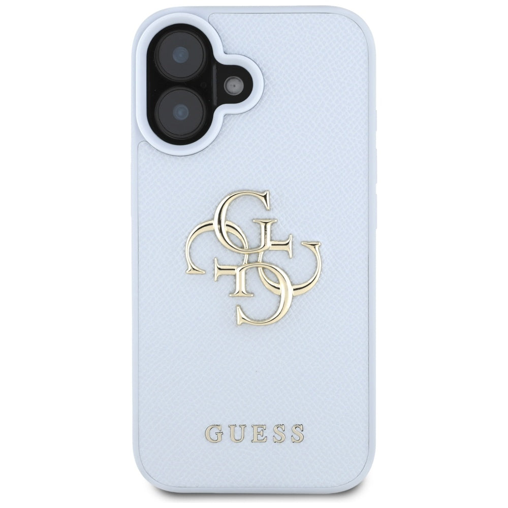 Tok Apple iPhone 16-hoz, Guess, Grained Big 4G Logo Small Classic Logo, Kék