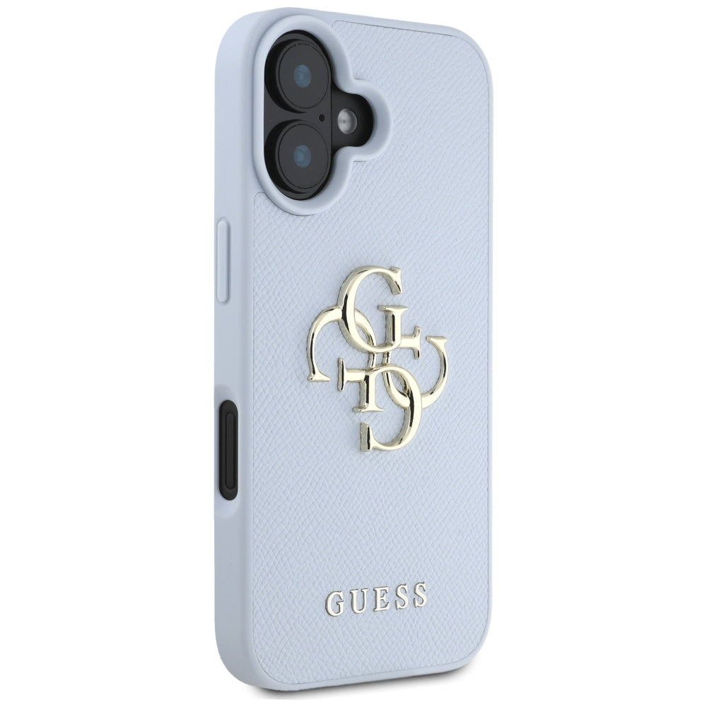 Tok Apple iPhone 16-hoz, Guess, Grained Big 4G Logo Small Classic Logo, Kék