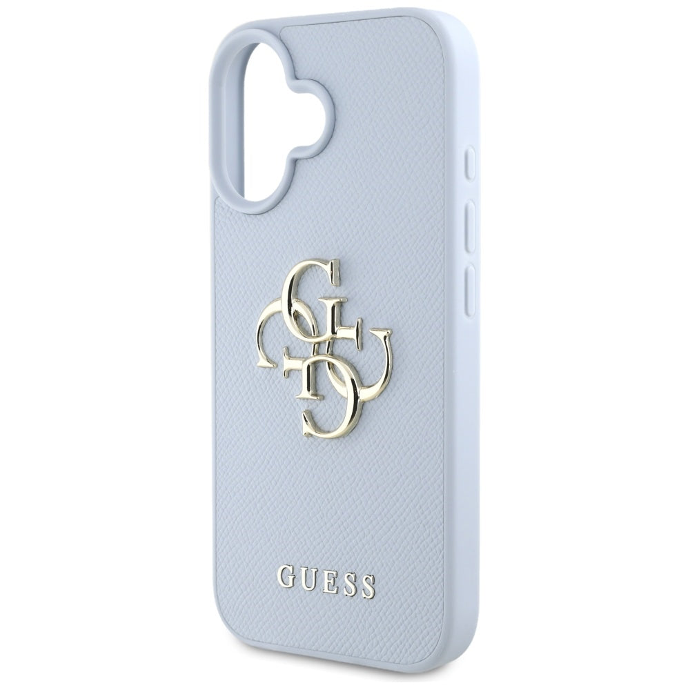Tok Apple iPhone 16-hoz, Guess, Grained Big 4G Logo Small Classic Logo, Kék