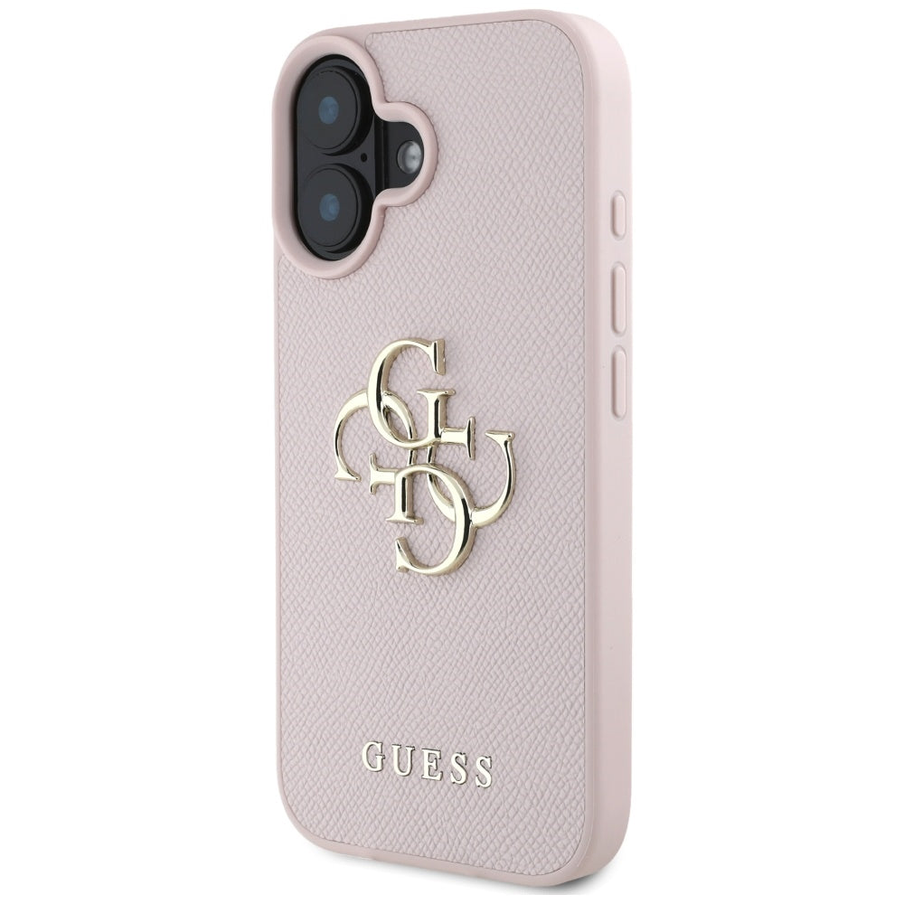 Tok Apple iPhone 16-hoz, Guess, Grained Big 4G Logo Small Classic Logo, Rózsaszín