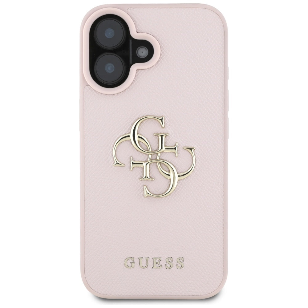 Tok Apple iPhone 16-hoz, Guess, Grained Big 4G Logo Small Classic Logo, Rózsaszín