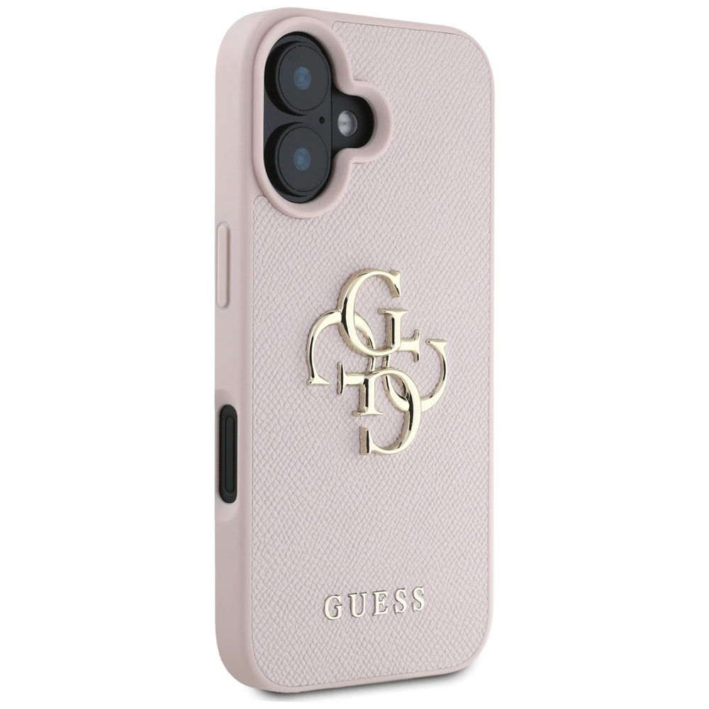 Tok Apple iPhone 16-hoz, Guess, Grained Big 4G Logo Small Classic Logo, Rózsaszín