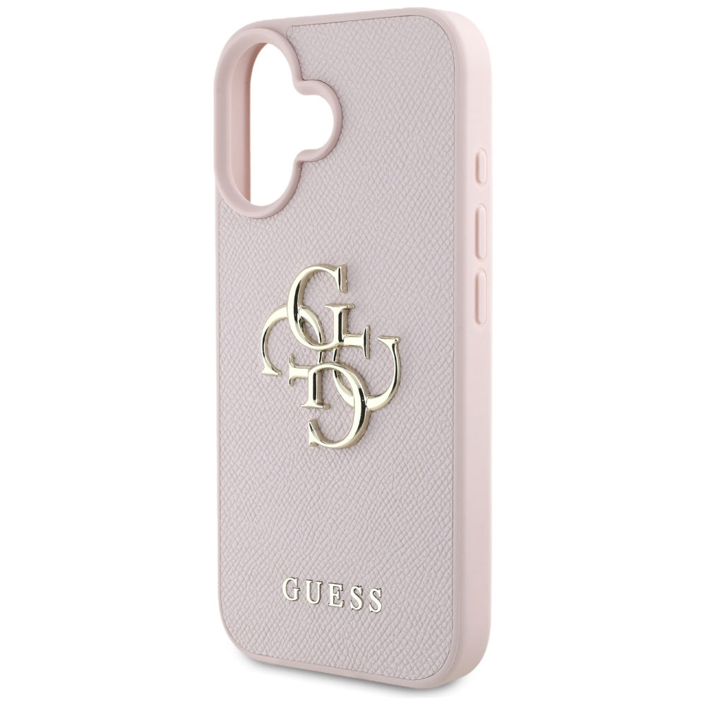Tok Apple iPhone 16-hoz, Guess, Grained Big 4G Logo Small Classic Logo, Rózsaszín