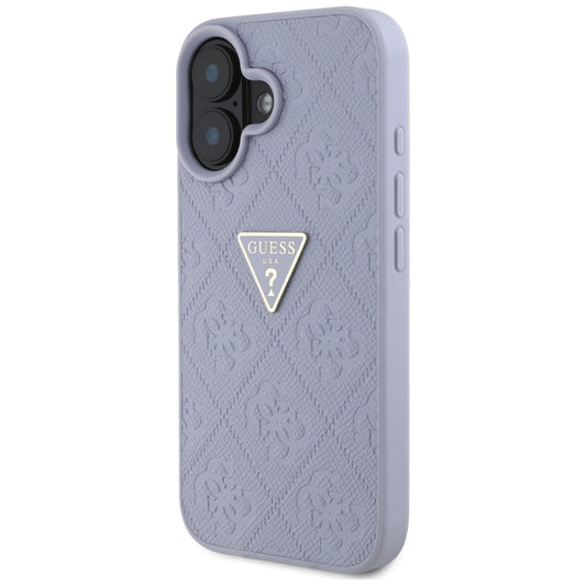 Tok a Apple iPhone 16-hoz, Guess, Hot Stamp 4G Pattern Triangle Logo, Világoslila