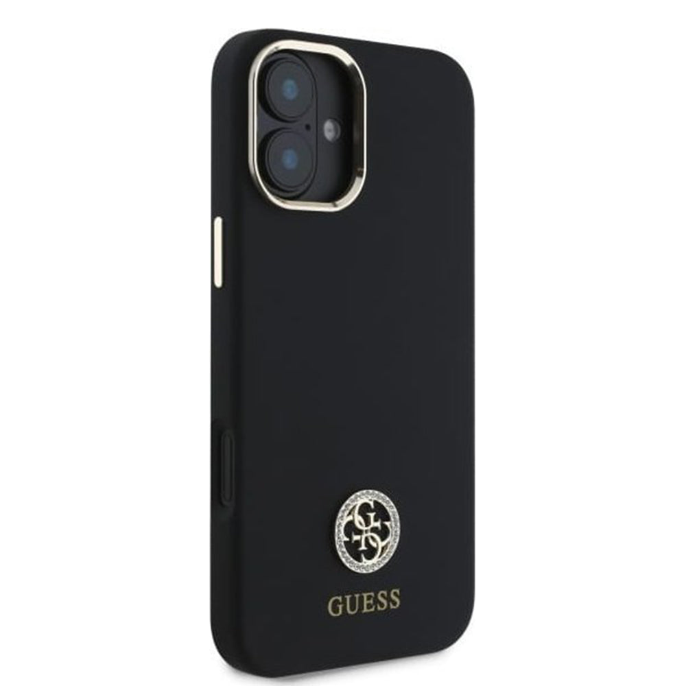 Tok a Apple iPhone 16-hoz, Guess, Logo Strass 4G, Fekete