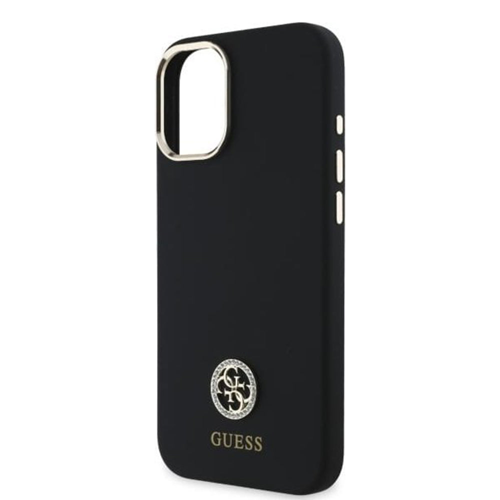 Tok a Apple iPhone 16-hoz, Guess, Logo Strass 4G, Fekete