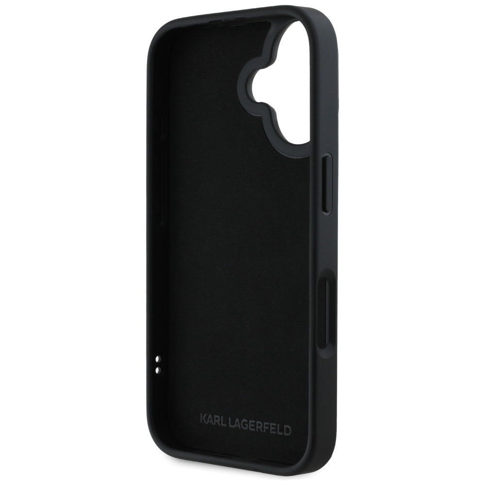 Tok a Apple iPhone 16-hoz, Karl Lagerfeld, 3D Rubber Karl & Choupette, Fekete
