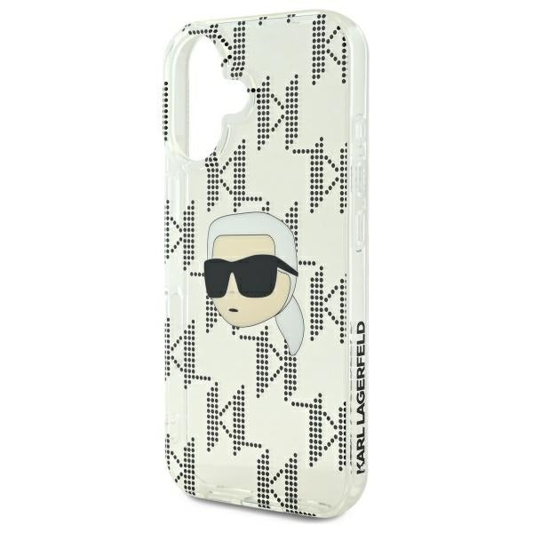 Tok Apple iPhone 16-hoz, Karl Lagerfeld, IML Luxury Electroplated Karl's Head, Átlátszó