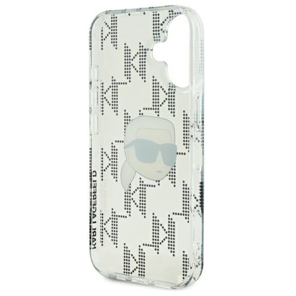 Tok Apple iPhone 16-hoz, Karl Lagerfeld, IML Luxury Electroplated Karl's Head, Átlátszó
