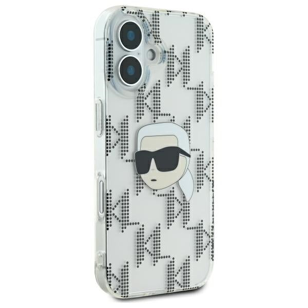 Tok Apple iPhone 16-hoz, Karl Lagerfeld, IML Luxury Electroplated Karl's Head, Átlátszó