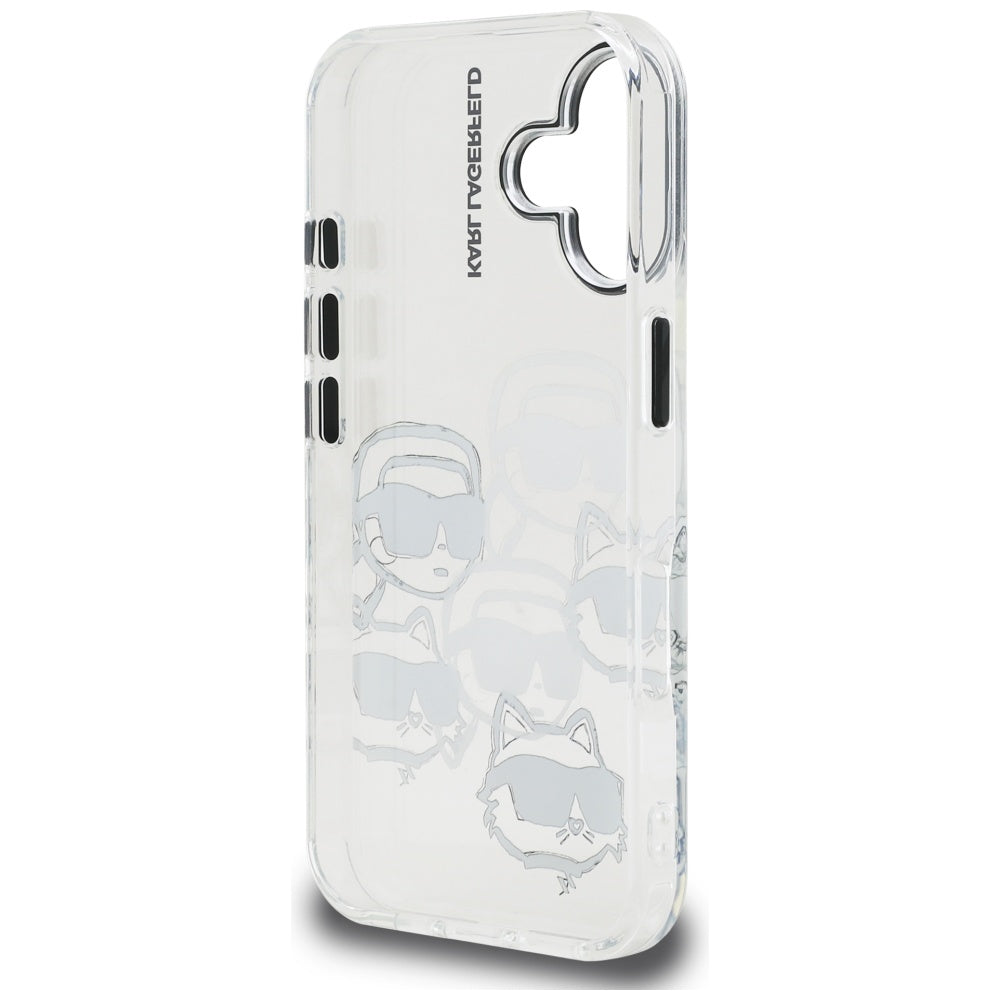 Tok Apple iPhone 16-hoz, Karl Lagerfeld, IML Luxury Multi Head Pattern, Átlátszó