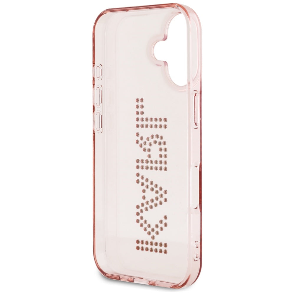 Tok Apple iPhone 16-hoz, Karl Lagerfeld, IML Rhinestones Pink Logo, Rózsaszín