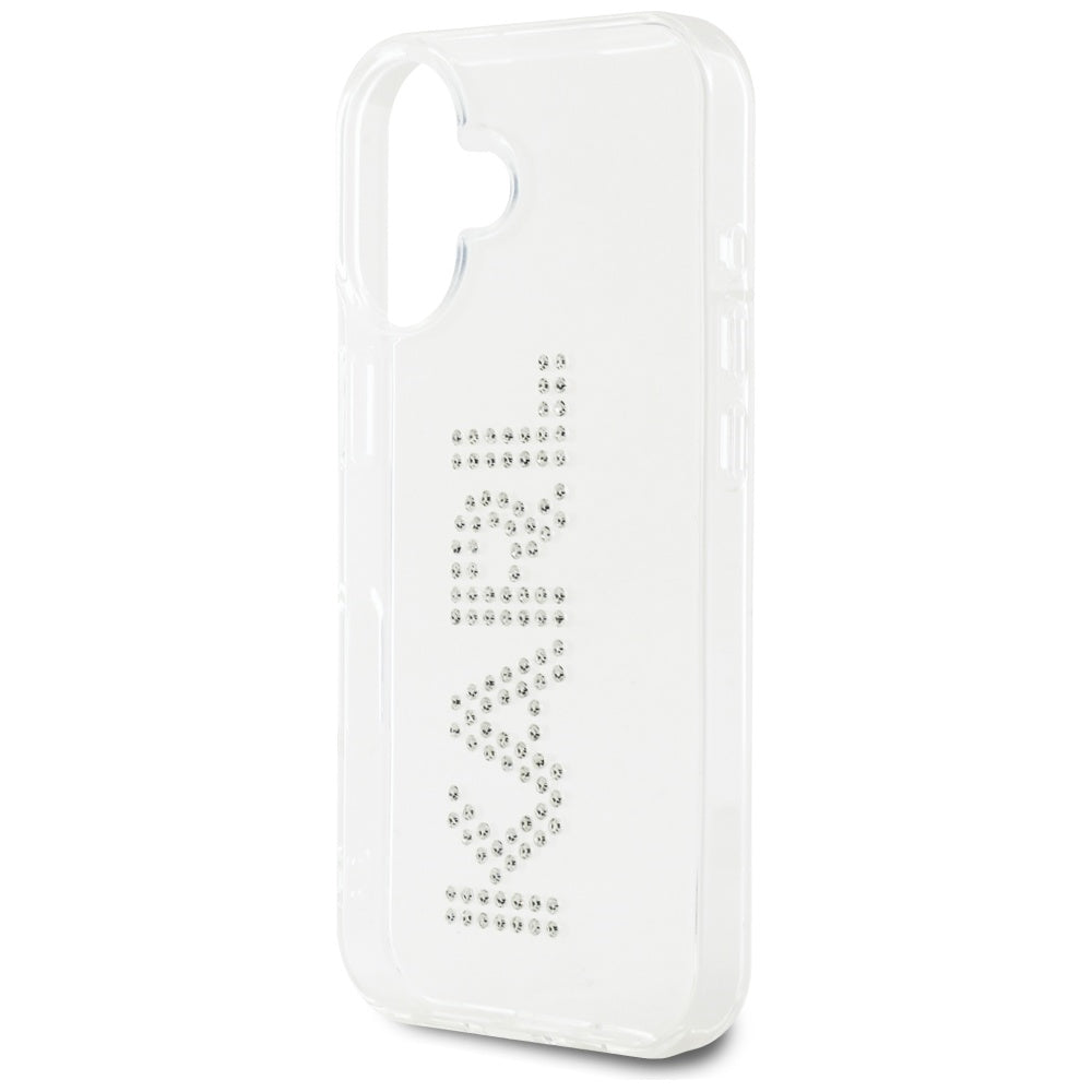Tok Apple iPhone 16-hoz, Karl Lagerfeld, IML Rhinestones Transparent Logo, Átlátszó