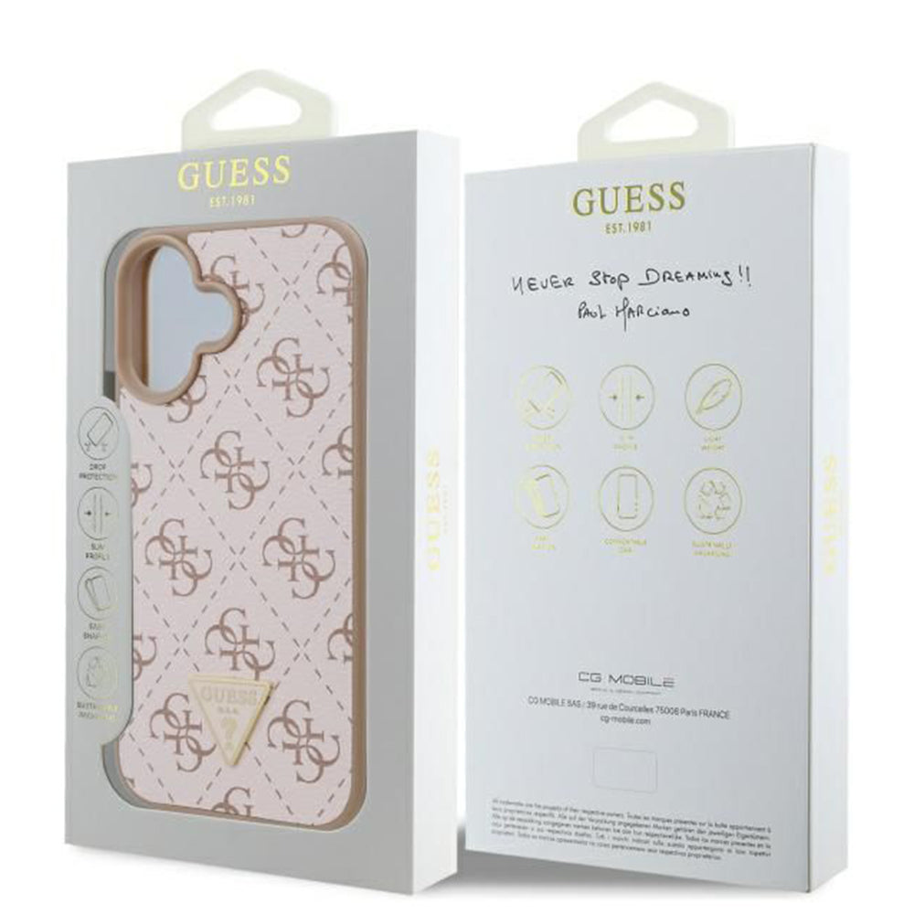 Tok Apple iPhone 16 Plus-hoz, Guess, 4G Triangle Logo, Fehér