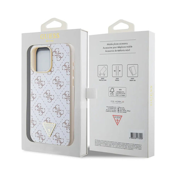 Tok Apple iPhone 16 Pro-hoz, Guess, 4G Triangle Logo, Fehér
