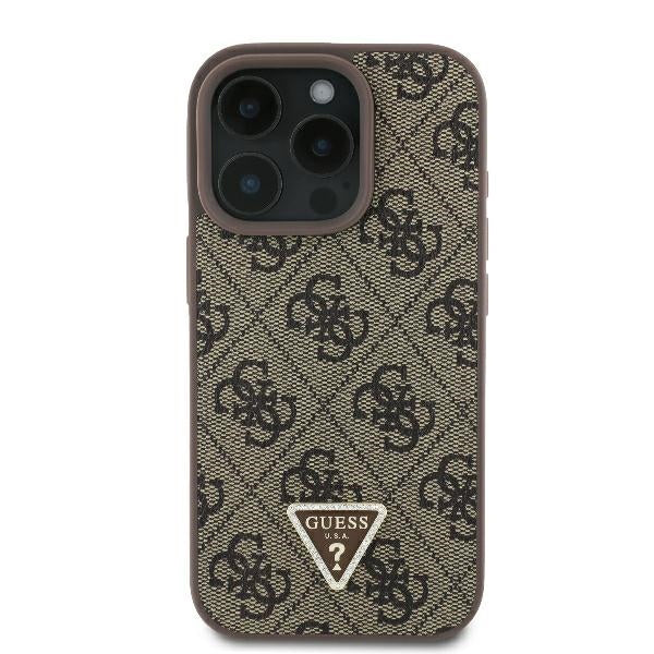 Tok Apple iPhone 16 Pro-hoz, Guess, 4G Triangle Strass, Barna