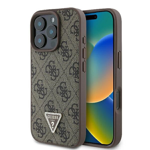 Tok Apple iPhone 16 Pro-hoz, Guess, 4G Triangle Strass, Barna