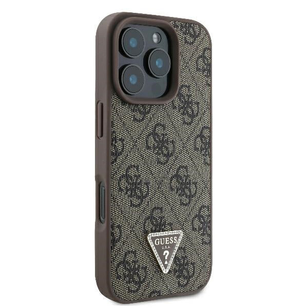 Tok Apple iPhone 16 Pro-hoz, Guess, 4G Triangle Strass, Barna