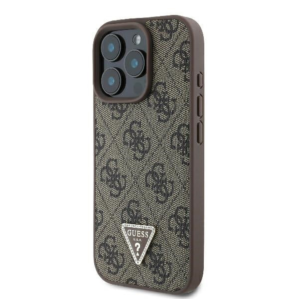 Tok Apple iPhone 16 Pro-hoz, Guess, 4G Triangle Strass, Barna