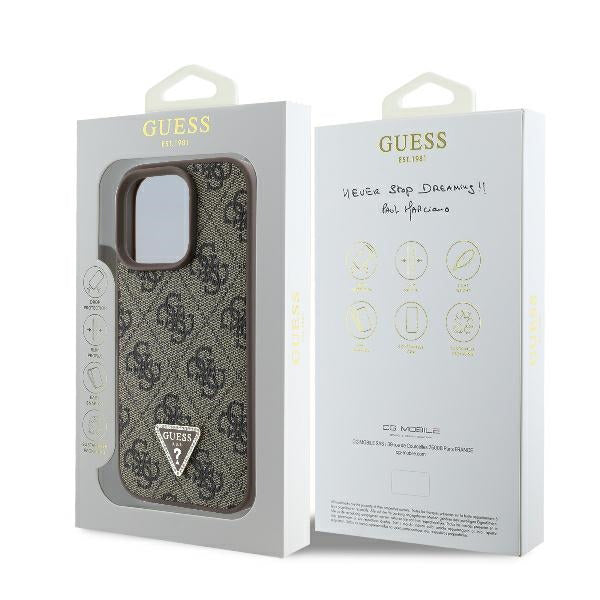 Tok Apple iPhone 16 Pro-hoz, Guess, 4G Triangle Strass, Barna