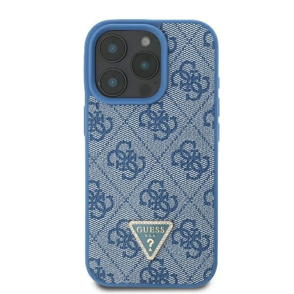 Tok Apple iPhone 16 Pro-hoz, Guess, Crossbody 4G Triangle Strass, Kék