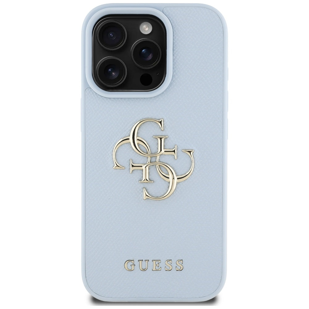 Tok Apple iPhone 16 Pro-hoz, Guess, Grained Big 4G Logo Small Classic Logo, Kék