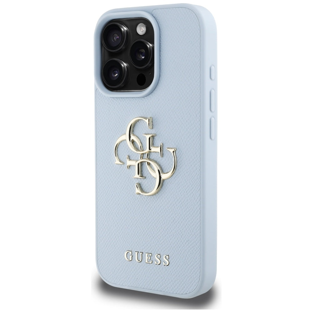 Tok Apple iPhone 16 Pro-hoz, Guess, Grained Big 4G Logo Small Classic Logo, Kék