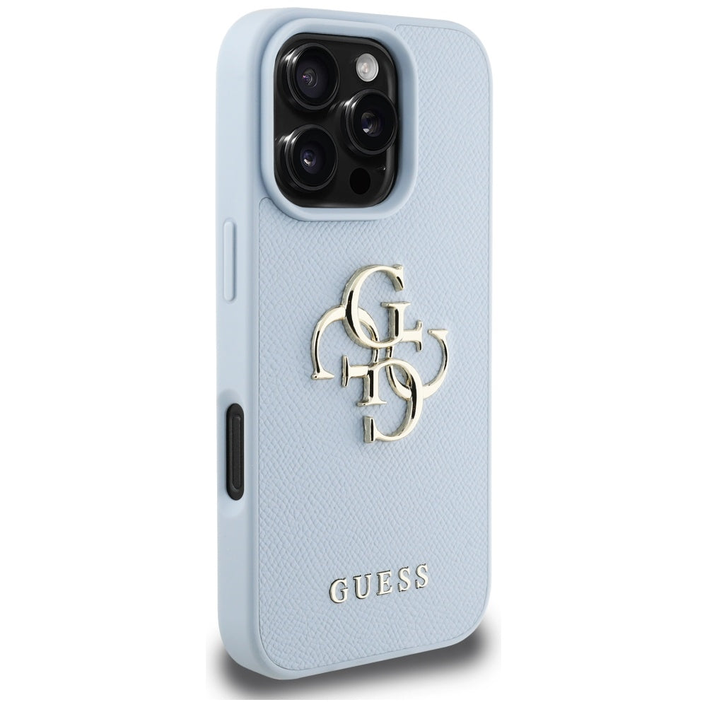 Tok Apple iPhone 16 Pro-hoz, Guess, Grained Big 4G Logo Small Classic Logo, Kék