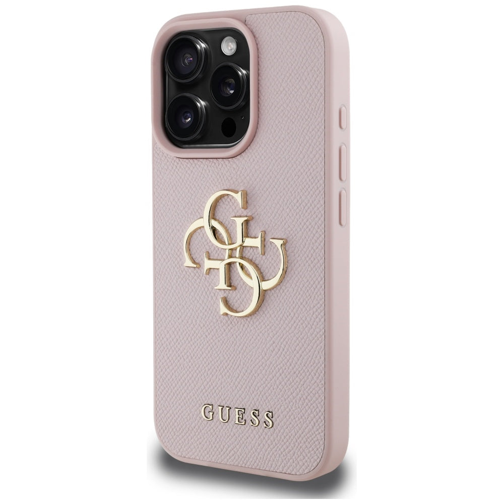 Tok Apple iPhone 16 Pro-hoz, Guess, Grained Big 4G Logo Small Classic Logo, Rózsaszín