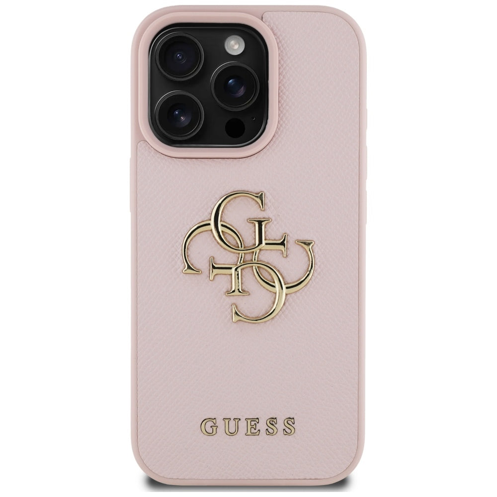 Tok Apple iPhone 16 Pro-hoz, Guess, Grained Big 4G Logo Small Classic Logo, Rózsaszín