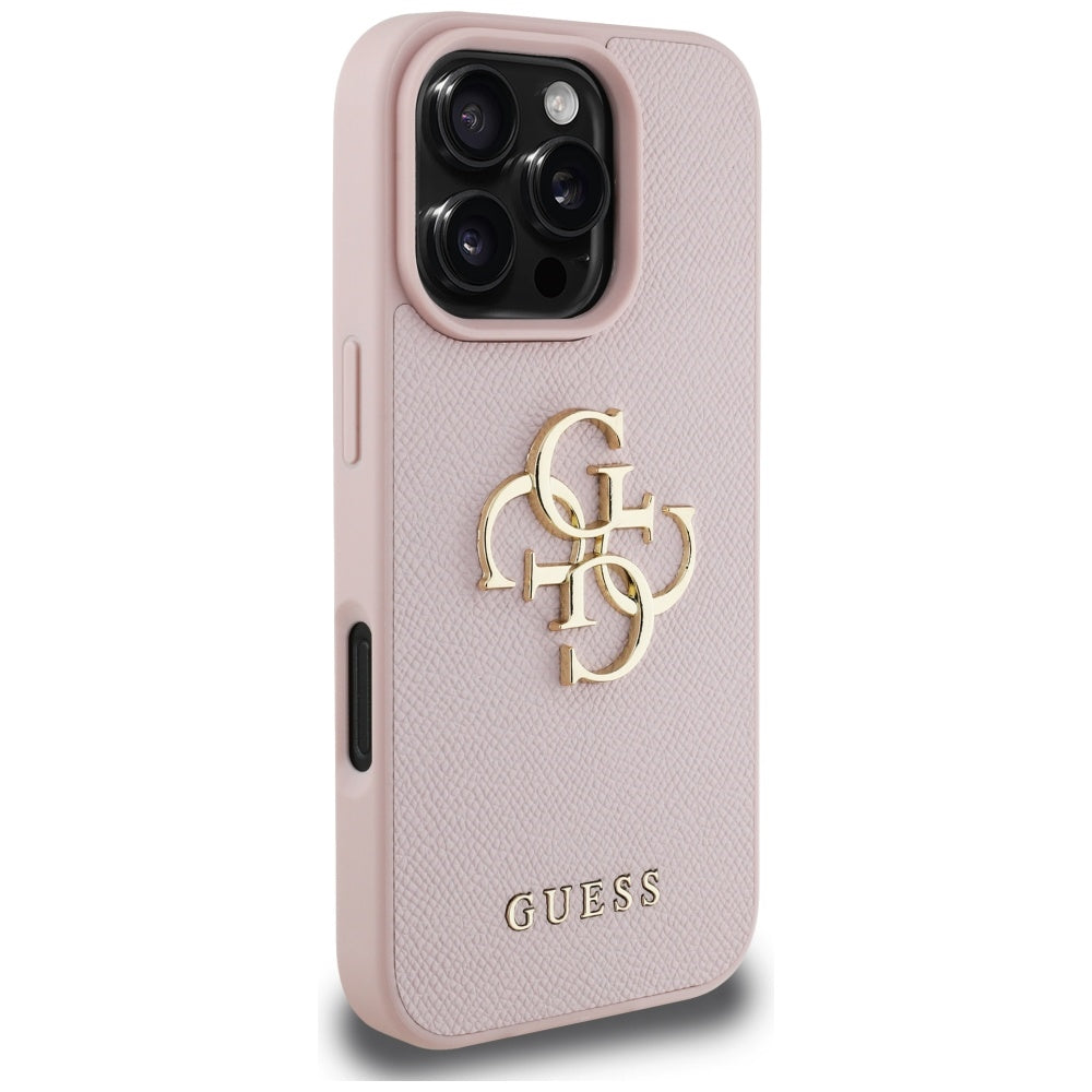 Tok Apple iPhone 16 Pro-hoz, Guess, Grained Big 4G Logo Small Classic Logo, Rózsaszín