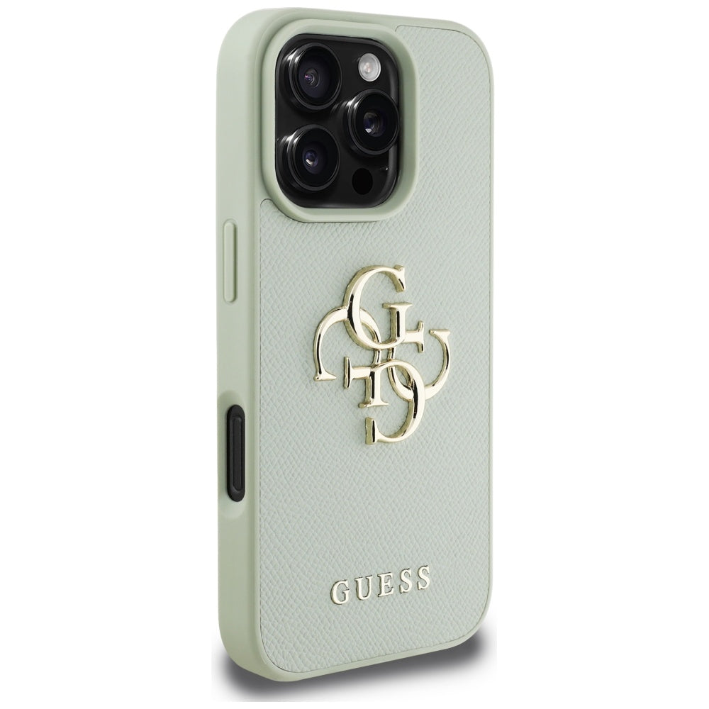 Tok Apple iPhone 16 Pro-hoz, Guess, Grained Big 4G Logo Small Classic Logo, Zöld