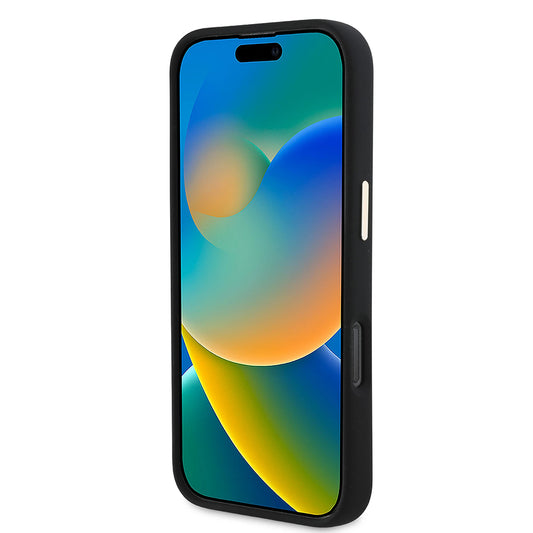 Tok a Apple iPhone 16 Pro-hoz, Guess, Script Metal Logo & Frame, Fekete