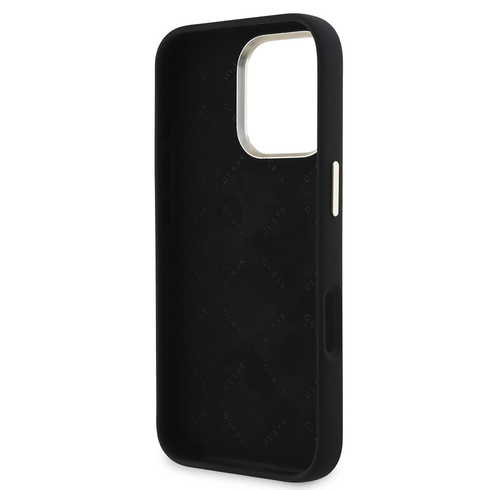 Tok a Apple iPhone 16 Pro-hoz, Guess, Script Metal Logo & Frame, Fekete