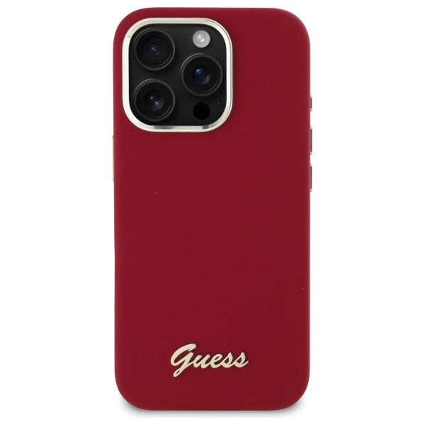 Tok a Apple iPhone 16 Pro-hoz, Guess, Script Metal Logo, Rózsaszín