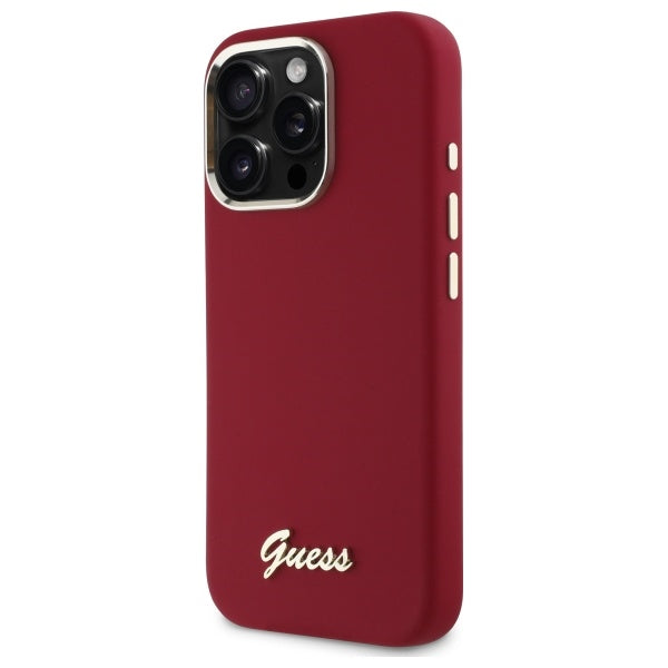 Tok a Apple iPhone 16 Pro-hoz, Guess, Script Metal Logo, Rózsaszín
