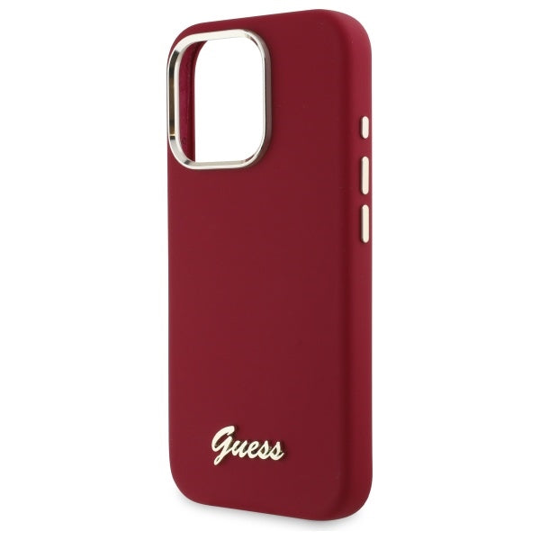 Tok a Apple iPhone 16 Pro-hoz, Guess, Script Metal Logo, Rózsaszín