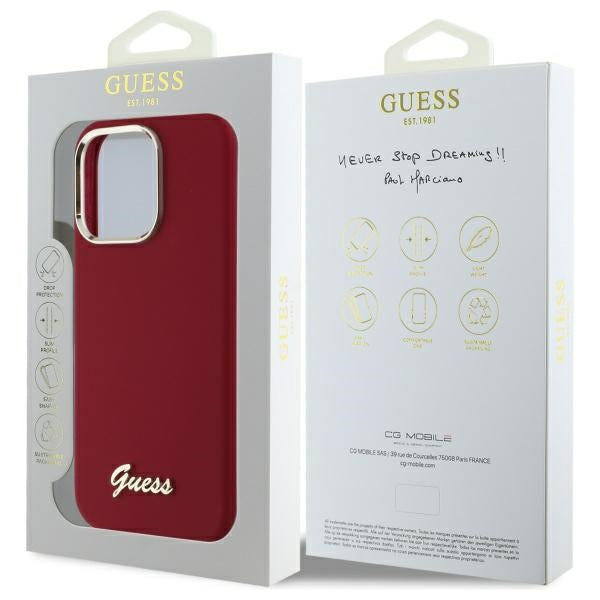 Tok a Apple iPhone 16 Pro-hoz, Guess, Script Metal Logo, Rózsaszín