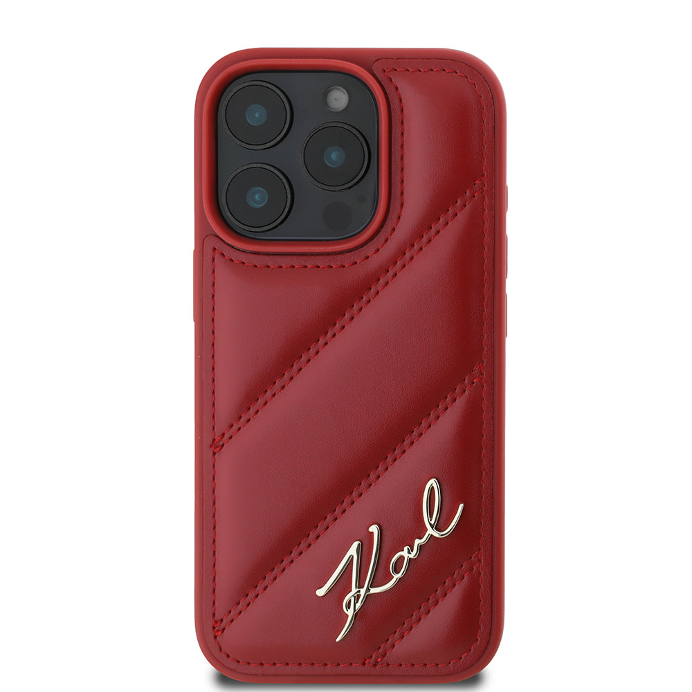 Tok a Apple iPhone 16 Pro-hoz, Karl Lagerfeld, Diagonal Quilted Script, Rózsaszín