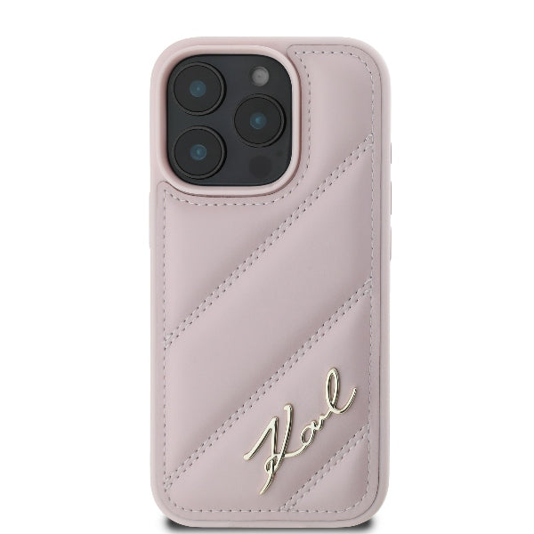 Tok Apple iPhone 16 Pro-hoz, Karl Lagerfeld, Diagonal Quilted Script, Rózsaszín