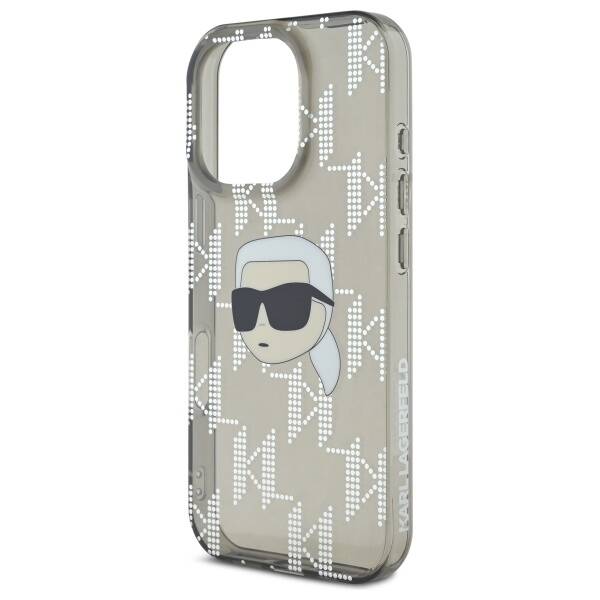 Tok a Apple iPhone 16 Pro-hoz, Karl Lagerfeld, IML Luxury Electroplated Karl's Head, Fekete